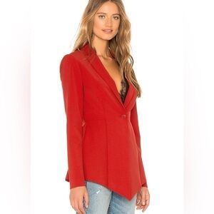 BCBGMAXAZRIA Sami Front Slit Blazer Single Button Closure Venetian Red Medium